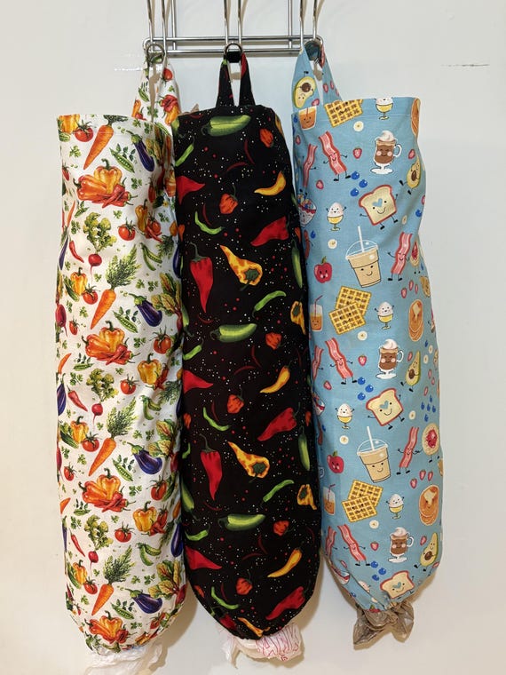 Cotton X-large Plastic Bag Holder, trash bag holder, Kitchen Bag Storage handmade, unique gifts for her, Valentine's Day gift, Mother's Day