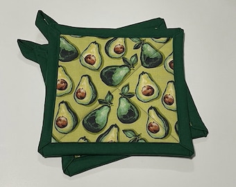 Avocado potholder Handmade, unique gifts for her, holiday decorations and gifts, Christmas gift ideas, kitchen decor, Valentine&#39;s Day gift