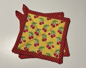 Cherry Pot holders/ Oven mitts (handmade)