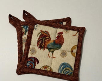 Rooster/Chicken Pot Holder set, Christmas gifts, holiday gift ideas, kitchen decor, unique gift for her, Mother&#39;s Day gifts, Birthday gift
