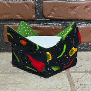 Microwavable bowl cozy reversible handmade, unique gift for her, kitchen decor, Christmas gift, Valentine&#39;s Day gift, Mother&#39;s Day gift