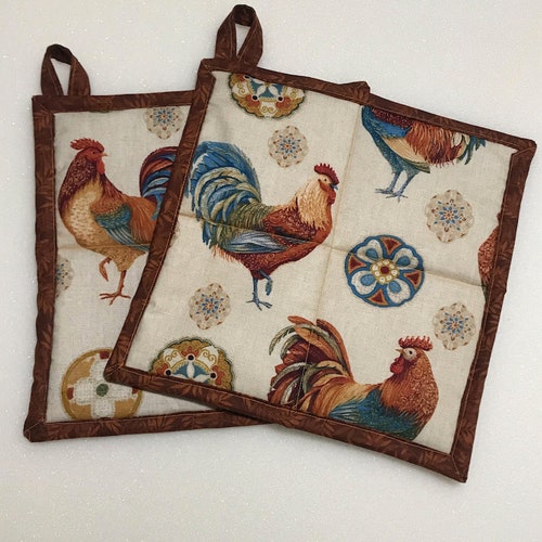 Rooster/chicken Pot Holder Set Etsy