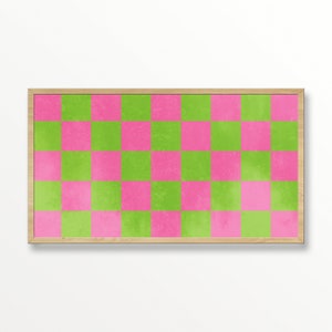 Samsung Frame TV Art, Frame TV Art, Samsung TV Wallpaper, Samsung Abstract Art, Samsung Geometric Art, Samsung Checkered Pink and Green Art