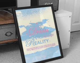 Dream Until Its Your Reality Quote, Manifestation Poster, Danish Pastel Aesthetic Art Print, Y2K Printable