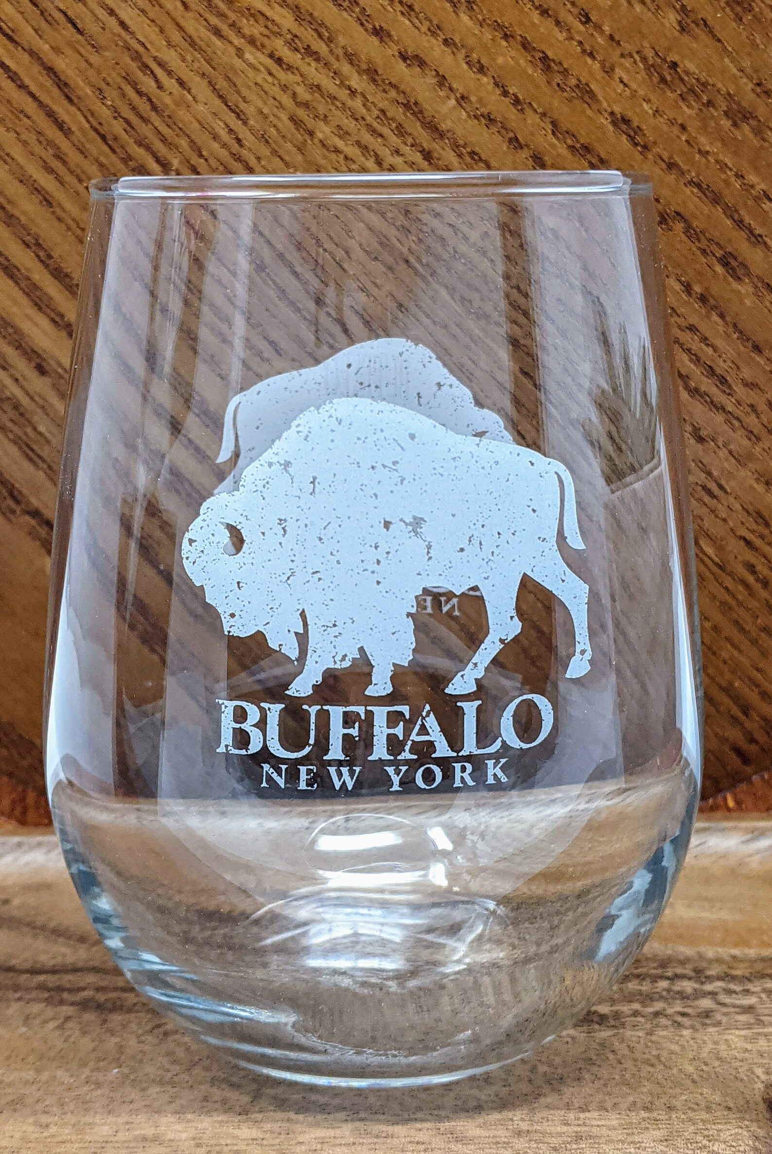 Buffalo Wine Glass Bison Stemless Wine Glass 17 Oz Buffalo NY Etsy