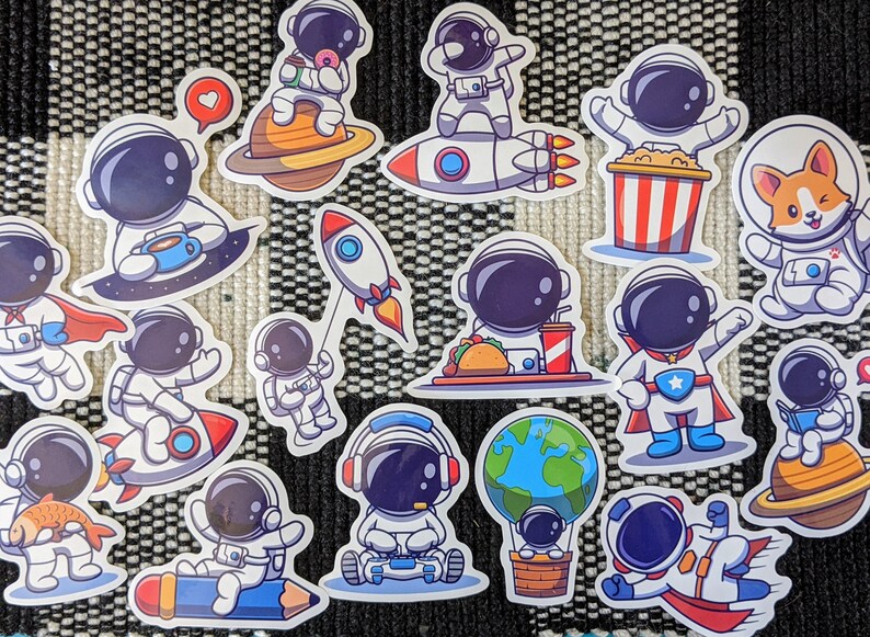 Cute Astronaut Stickers Pack of 10 Assorted Space Sticker for Kids ...