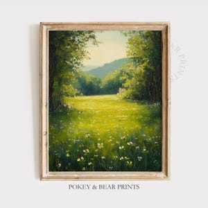 Cottagecore Irish Meadow Print, Spring Landscape Art, Tranquil Pastoral Scene Painting, Printable Wall Decor, Digital Download 194