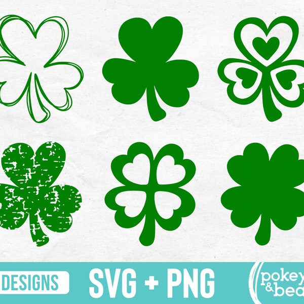 Shamrock Svg Bundle Four Leaf Clover Png Bundle St Patrick's Day Svg Shamrock Clipart St Patty's Day Sublimation Designs Irish Cut Files