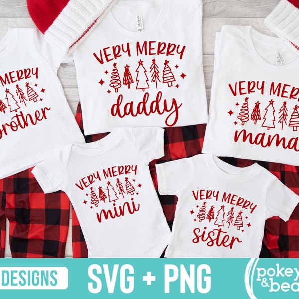 Matching Family Christmas Svg Bundle Very Merry Mama Svg Christmas Shirts Svg Holiday Pajamas Svg Mommy And Me Png Sublimation Designs