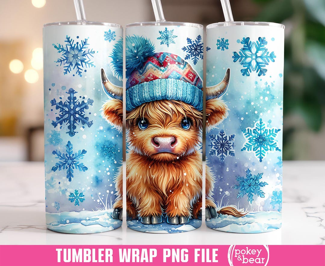 Winter Highland Cow Tumbler Wrap 20 Oz Skinny Tumbler Sublimation ...