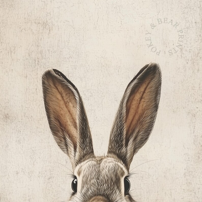 Vintage Peeking Rabbit Wall Art, Printable Cottagecore Rabbit Print ...