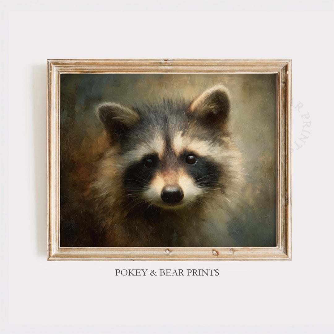 Rustic Raccoon Rustic Raccoon Portrait Printable, Moody Farmhouse Wall Art ...