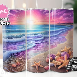 Beach Tumbler Wrap Tumbler Png Ocean Sublimation Design 20oz Skinny Tumbler Straight Png Tumbler Template Summer Tumbler Wrap Png File