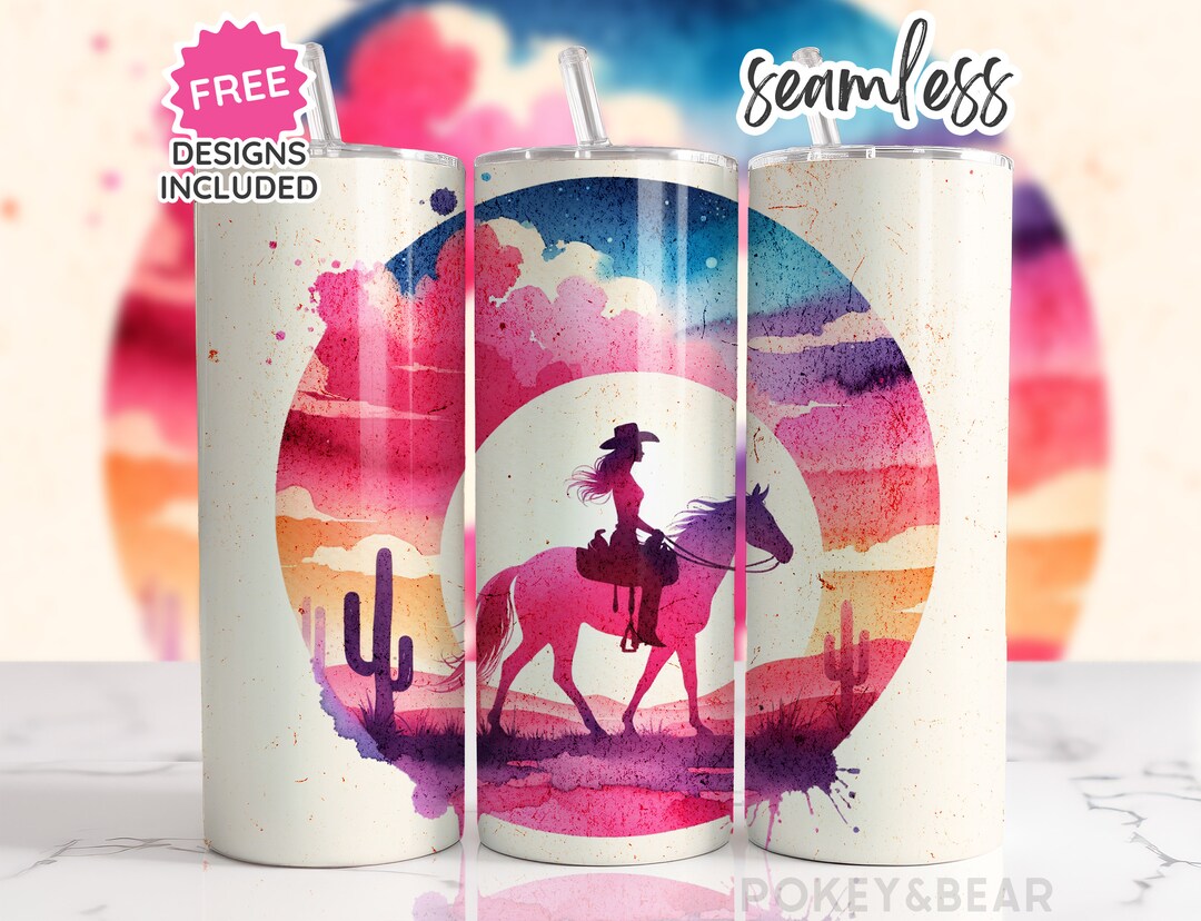Pink Cowgirl Tumbler Wrap 20 Oz Skinny Tumbler Western Sublimation ...