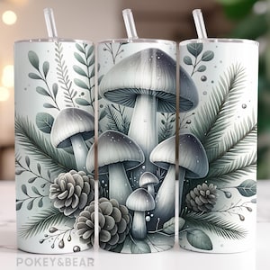 Gobelet enveloppant champignon 20 oz gobelet skinny design sublimation gobelet champignon vénéneux Png design gobelet forêt en téléchargement numérique transparent