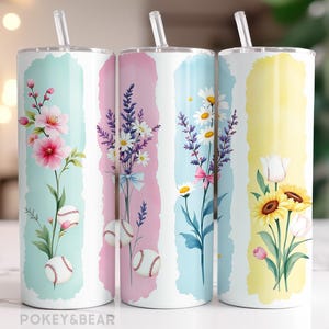 Baseball Tumbler Wrap 20 oz Skinny Tumbler Sublimation Design Baseball Mom Becher Png Frühling Tumble Design Nahtloser digitaler Download