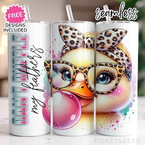 Cute Duck Tumbler Wrap 20 oz Skinny Tumbler Sublimation Design Leopard Tumbler Png Cheetah Tumbler Design Bubblegum Tumbler Digital Download