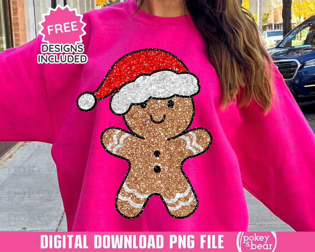Glitter Gingerbread Man Png Sublimation Design Glitter Christmas Png