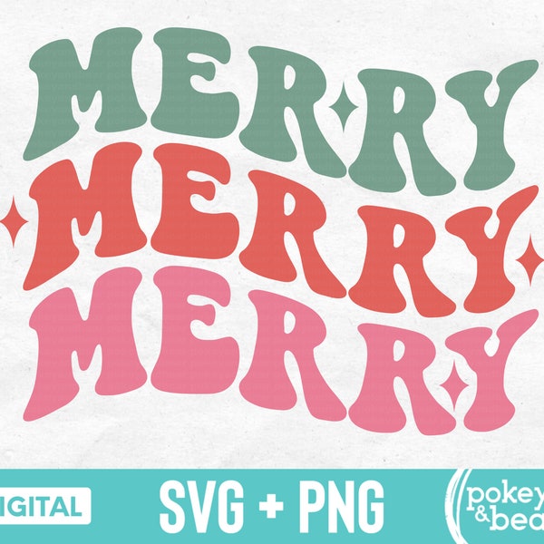 Merry Merry Merry Svg Merry Christmas Svg Retro Christmas Png Sublimation Design Groovy Holiday Svg Christmas Shirt Svg Download
