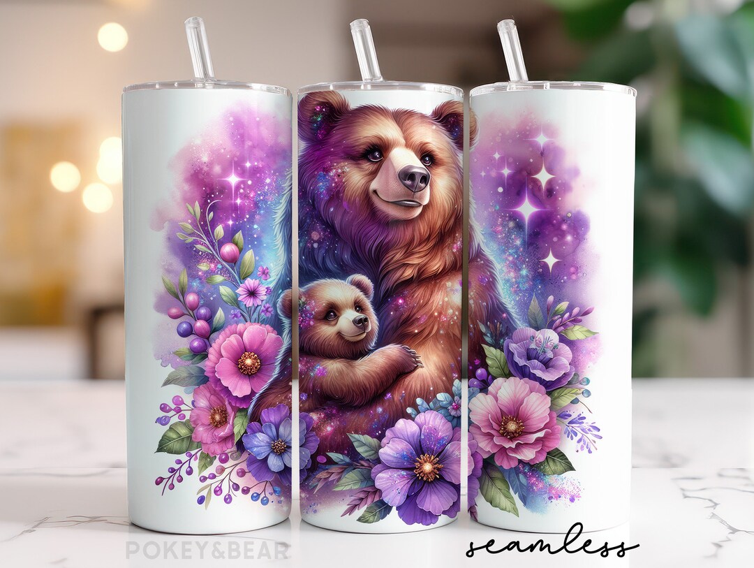 Floral Mama Bear Tumbler Wrap 20 Oz Skinny Tumbler Sublimation Design ...