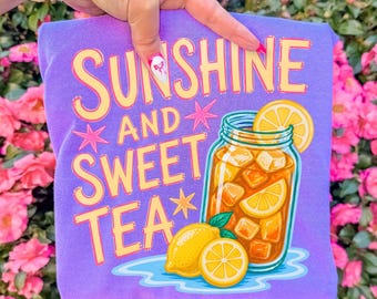 Sunshine and Sweet Tea Png, Southern Summer Png, Lemon Png Sublimation Design (Digital Download)