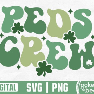 Retro Peds Crew Svg Dia de São Patrício Peds Nurse Svg PICU Nurse Svg Peds Crew Png Design de Sublimação Enfermeira Pediátrica Svg Peds Nurse Png