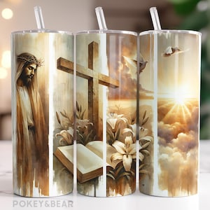 Envoltura para vaso cristiano, vaso delgado de 20 oz, diseño de sublimación, vaso de Jesús, diseño de vaso de Pascua, descarga digital sin costuras