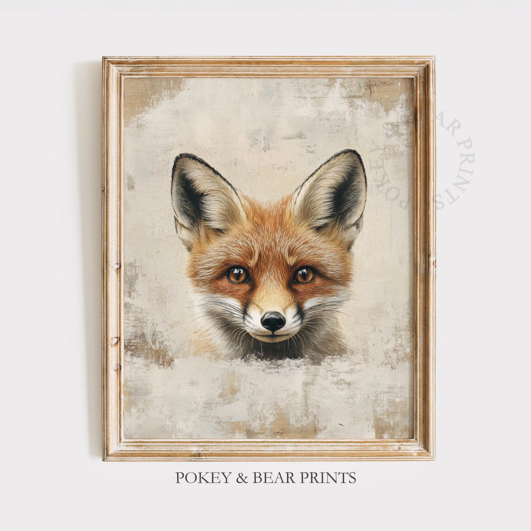 Rustic Fox Image Vintage Rustic Red Fox Portrait, Printable Wall Art, Realistic ...