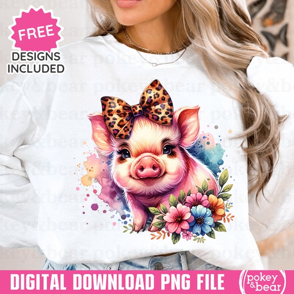 Floral Pot Belly Pig Png Sublimation Design Cute Pig Shirt Design Pot Bellied Pig Clipart Pig Tshirt Design Farm Png File Digital Download