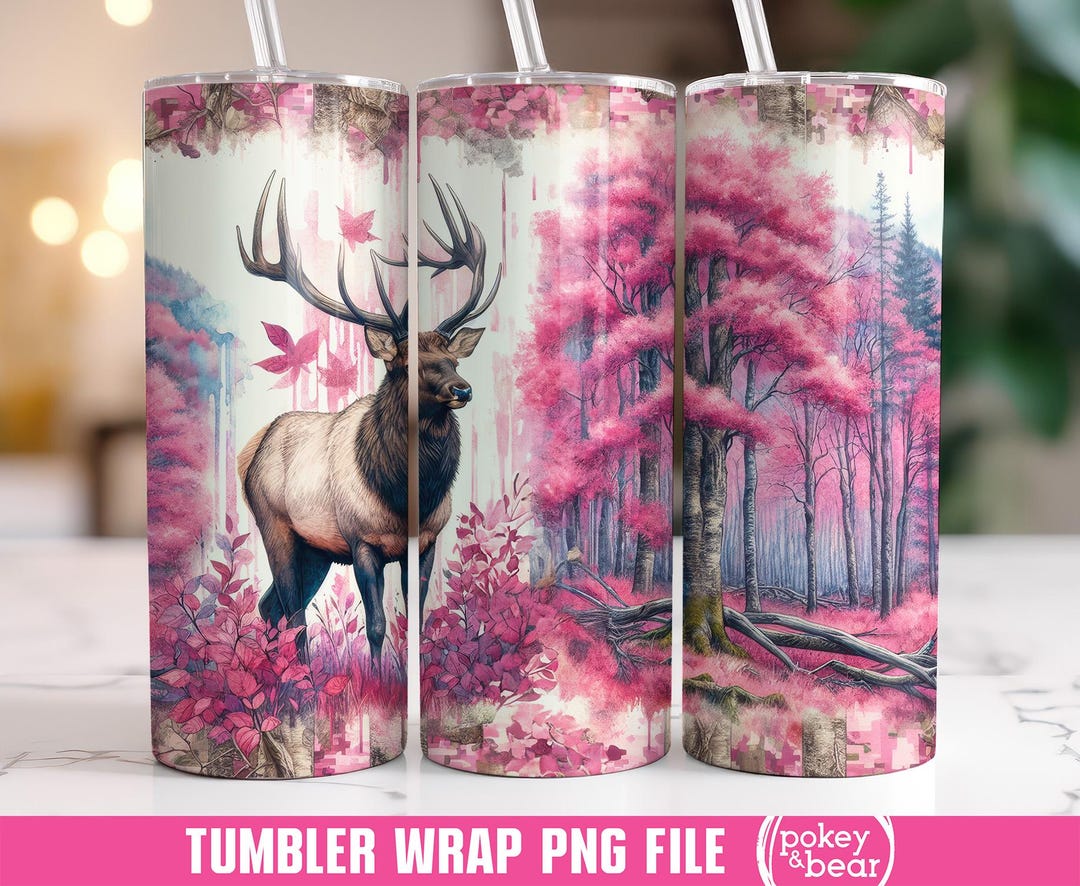 Pink Camo Tumbler Wrap 20 Oz Skinny Tumbler Sublimation Design Deer ...
