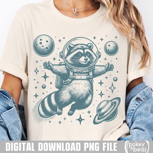 Espace raton laveur Png sublimation Design drôle de raton laveur chemise Png Design raton laveur Clipart espace extra-atmosphérique Tshirt Png planète Design téléchargement numérique