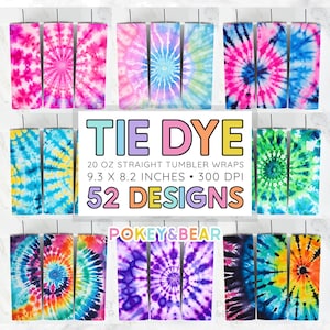Ensemble de verres tie-dye imprimés 20 oz pour verres fins, motifs par sublimation Verres tie-dye couleurs arc-en-ciel pour verres Wrap Png
