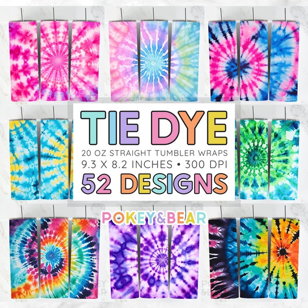 Tie Dye Tumbler Wrap Bundle 20oz Skinny Tumbler Sublimation Designs Tie Dye Tumbler Png Rainbow Tumbler Wrap Png Files