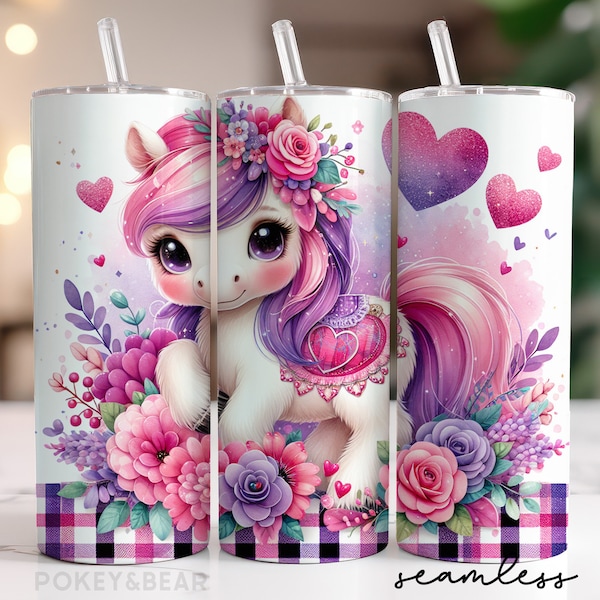 Cute Horse Tumbler Wrap 20 oz Skinny Tumbler Sublimation Design Pony Tumbler Png Country Tumbler Design Seamless Digital Download