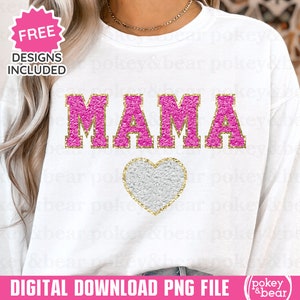 Glitter Mama Png Sublimation Design Faux Patch Png Valentine Png Mother&#39;s Day Png Mama Shirt Png Mama Heart Png Mom Shirt Png Download