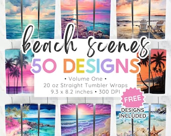 50 Beach Tumbler Wrap Bundle Tumbler Png Ocean Sublimation Designs 20oz Skinny Tumbler Straight Png Tumbler Templates Summer Tumbler Wraps