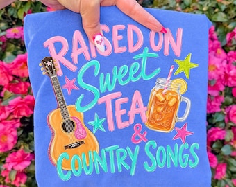 Southern Girl Png, Raised on Sweet Tea & Country Songs Png, Country Music Png Sublimation Design (Digital Download)