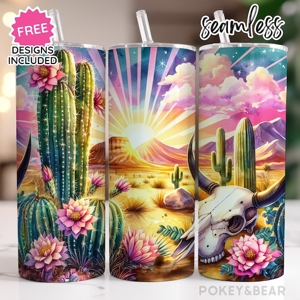 Desert Sunset Tumbler Wrap 20 oz Skinny Tumbler Sublimation Design Western Tumbler Png Arizona Tumbler Design Seamless Digital Download