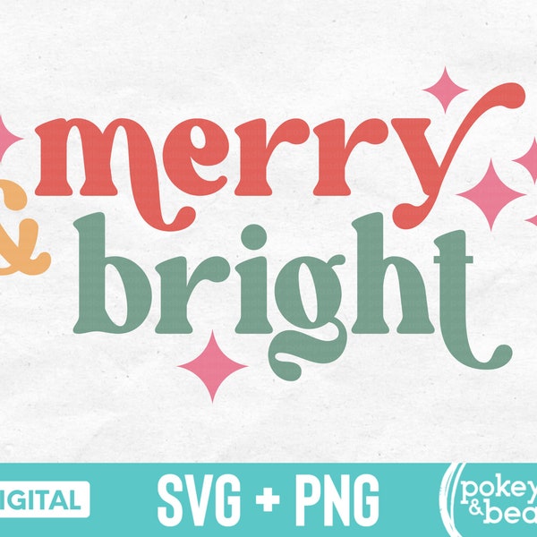 Merry And Bright Svg Retro Christmas Svg Groovy Holiday Svg Christmas Shirt Svg Merry And Bright Png Sublimation Design Download