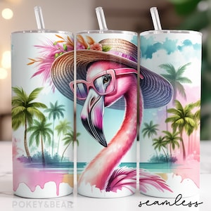 Flamingo Tumbler Wrap 20 Unzen Skinny Tumbler Sublimation Design Sommer Tumble Png Strand Tumbler Design Nahtloser Digitaler Download