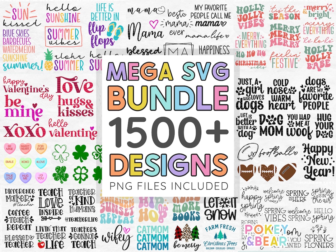 Mega SVG Bundle PNG Sublimation Design Bundle Svg Files for Cricut Svg ...