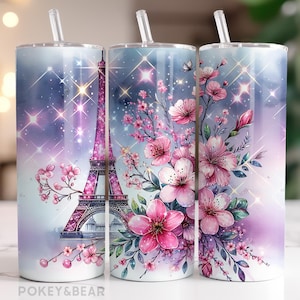 Gobelet transparent 20 oz, format transparent, design sublimation gobelet Tour Eiffel Png Français design verre parisien Téléchargement numérique transparent