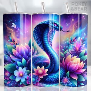 Floral Cobra Tumbler Wrap 20 oz Skinny Tumbler Sublimação Design Snake Tumbler Png Design Seamless Digital Download