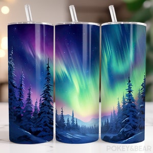 Personalized Aurora Borealis Arctic Wildlife Tumbler 20oz, Northern Lights  Custom Travel Cup, Owl Wolf Reindeer Winter Insulated Cup 