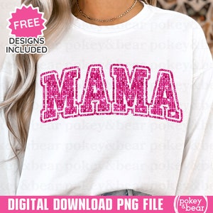 Faux pailletten mama png sublimatie ontwerp roze mama shirt png mama ontwerp Moederdag png faux glitter moeder png digitale download