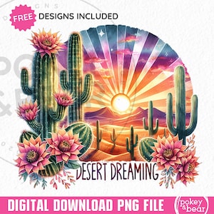 Désert Png Sublimation Design Western Shirt Design Cactus Clipart Arizona Tshirt Png Sunset DTF Design Téléchargement numérique