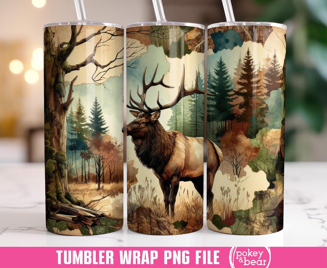 Camo Deer Tumbler Wrap 20 Oz Skinny Tumbler Sublimation Design Elk ...