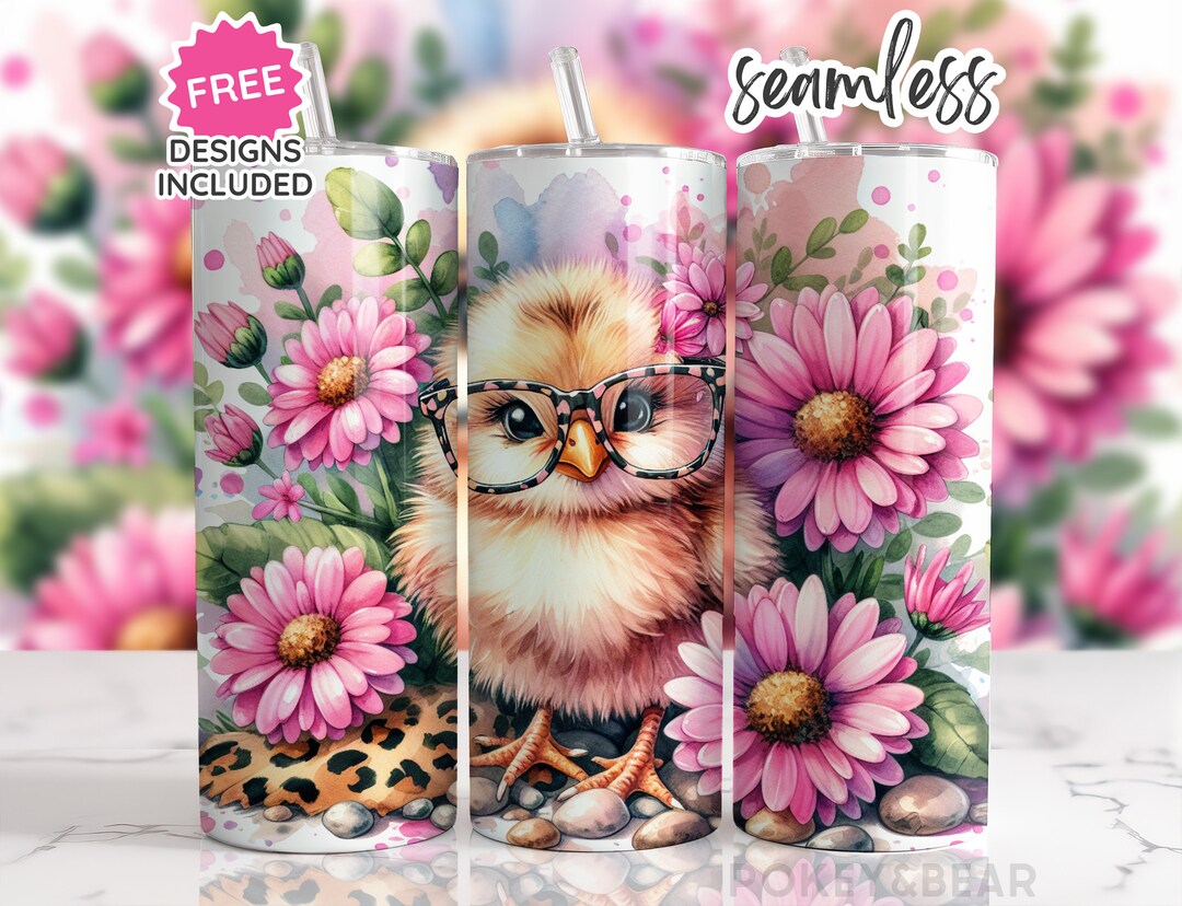 Floral Chicken Tumbler Wrap 20 Oz Skinny Tumbler Sublimation Design ...
