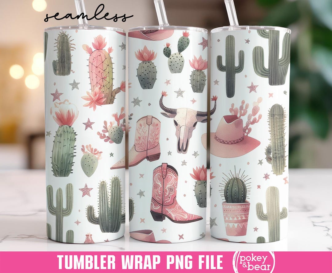 Pink Cowgirl Tumbler Wrap 20 Oz Skinny Tumbler Sublimation Design ...