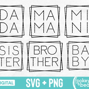 Ensemble Svg famille assorti maman Svg maman papa Mini Svg bébé Svg soeur Svg frère Svg frères et sœurs Svg ensemble chemise famille Svg Bundle Png